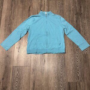Charter Club Women's Size L Large Blue Long Sleeve Full Zip Jacket Sweater